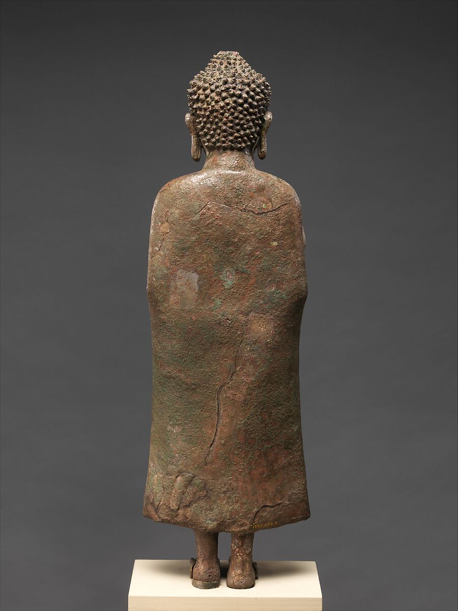 Buddha Preaching, Copper alloy inlaid with silver and glass or obsidian, Plai Bat II Temple, Lahan Sai District, Buriram Province, Thailand