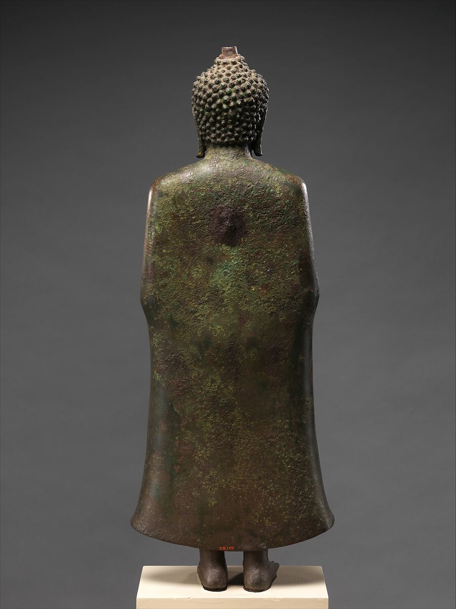 Standing Buddha, Bronze with traces of gilt, Thailand (Nakhon Pathom Province)