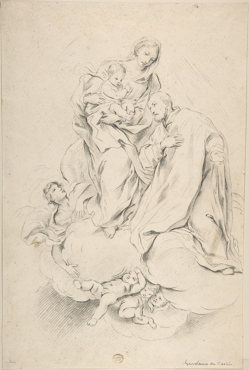 Holy Family, Anonymous, Italian, 18th century, Black chalk 