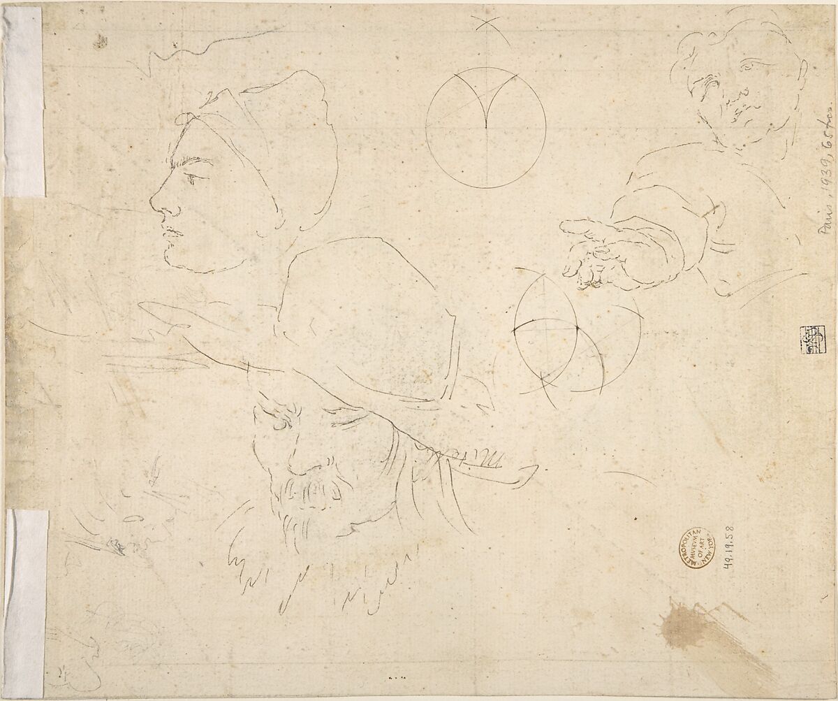 Design of Ceiling and Balustrade, Anonymous, Italian, 18th century, Pen and brown ink, brush and green and brown wash