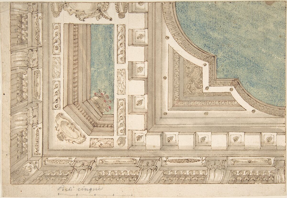 Design for a Ceiling, Anonymous, Italian, 18th century, Pen and color 