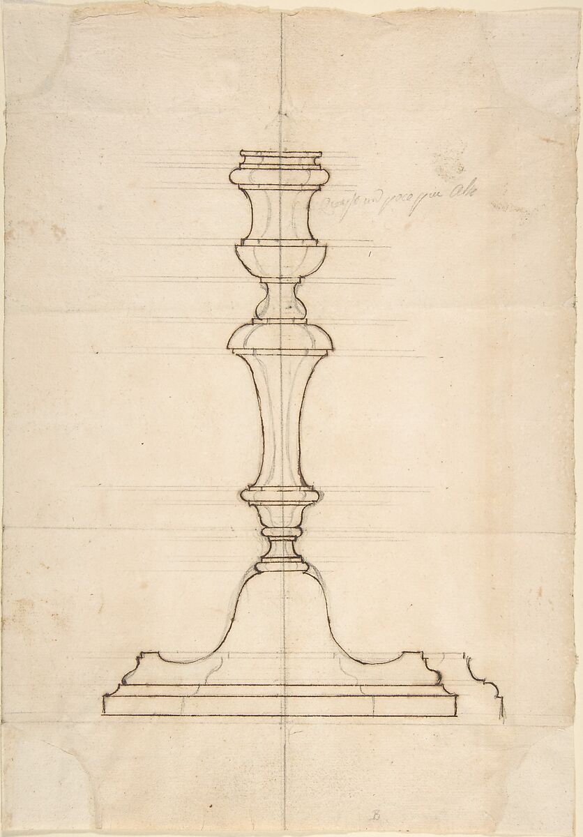 Candlestick, Anonymous, Italian, 18th century, Pen and brown ink over graphite 