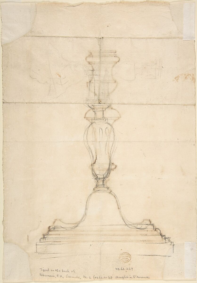 Candlestick, Anonymous, Italian, 18th century, Pen and brown ink over graphite