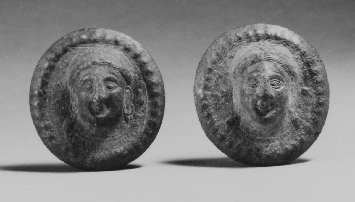 Two Rondels with Heads, Bronze, Pakistan (ancient region of Gandhara)