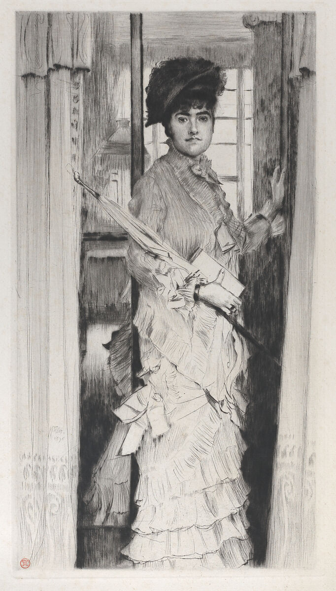 Portrait of Miss L...,or A Door Must Be Either Open or Closed, James Tissot (French, Nantes 1836–1902 Chenecey-Buillon), Drypoint on laid paper; only state