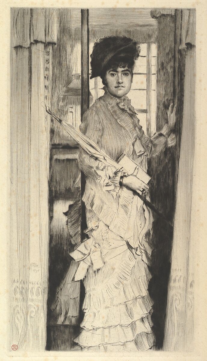 Portrait of Miss L...,or A Door Must Be Either Open or Closed, James Tissot (French, Nantes 1836–1902 Chenecey-Buillon), Drypoint on laid paper; only state 