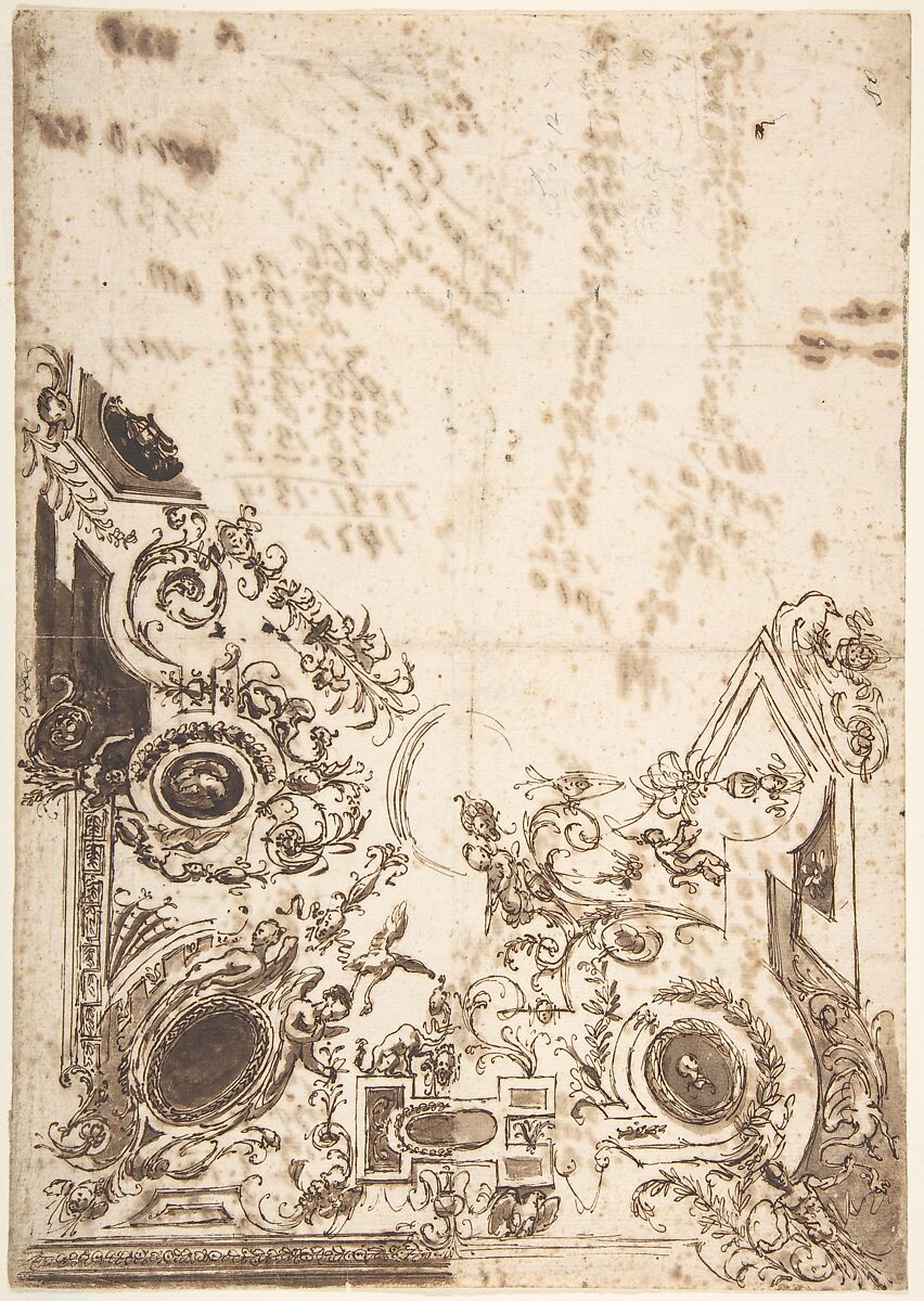 Design for a Ceiling, Anonymous, Italian, 18th century, Pen and ink and wash 