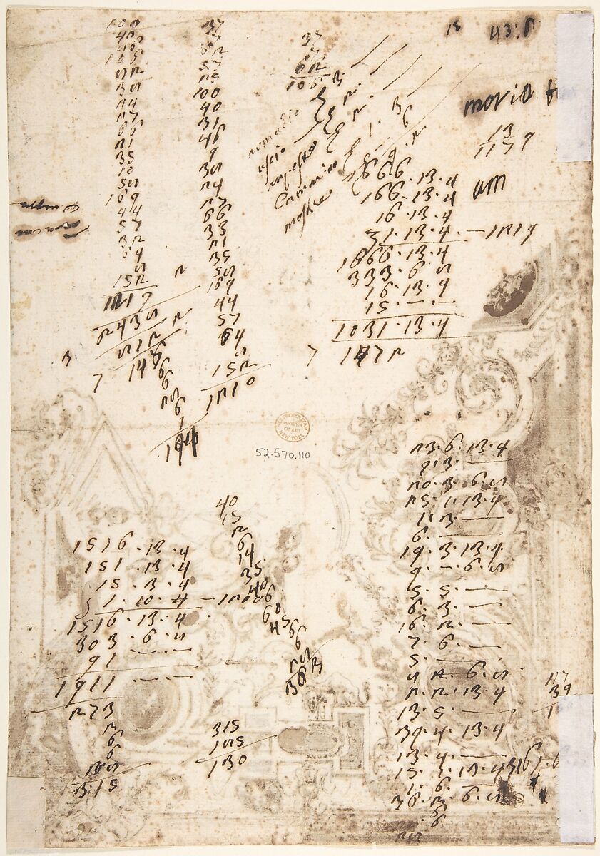 Design for a Ceiling, Anonymous, Italian, 18th century, Pen and ink and wash