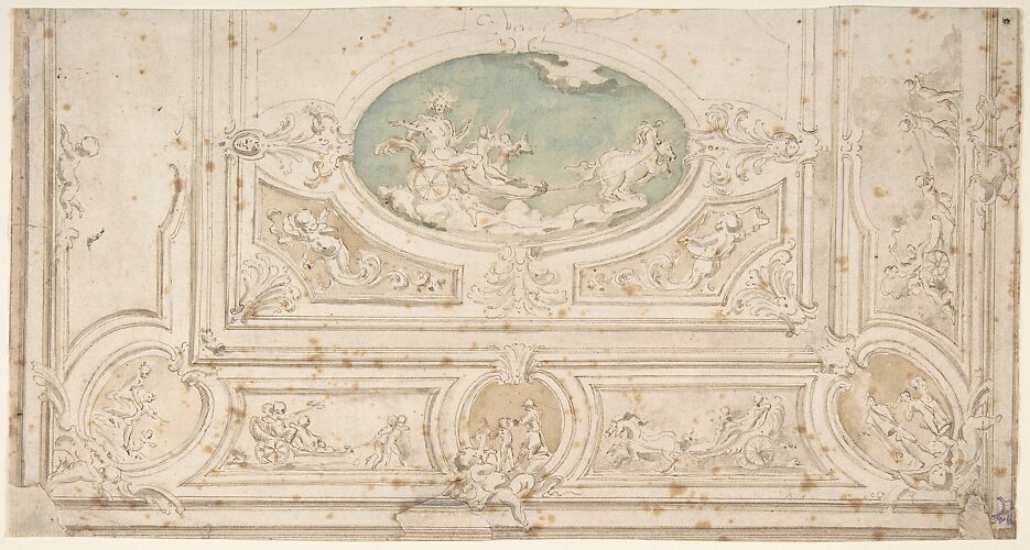 Design for a Ceiling with Apollo on his Wagon in the Central Compartment
