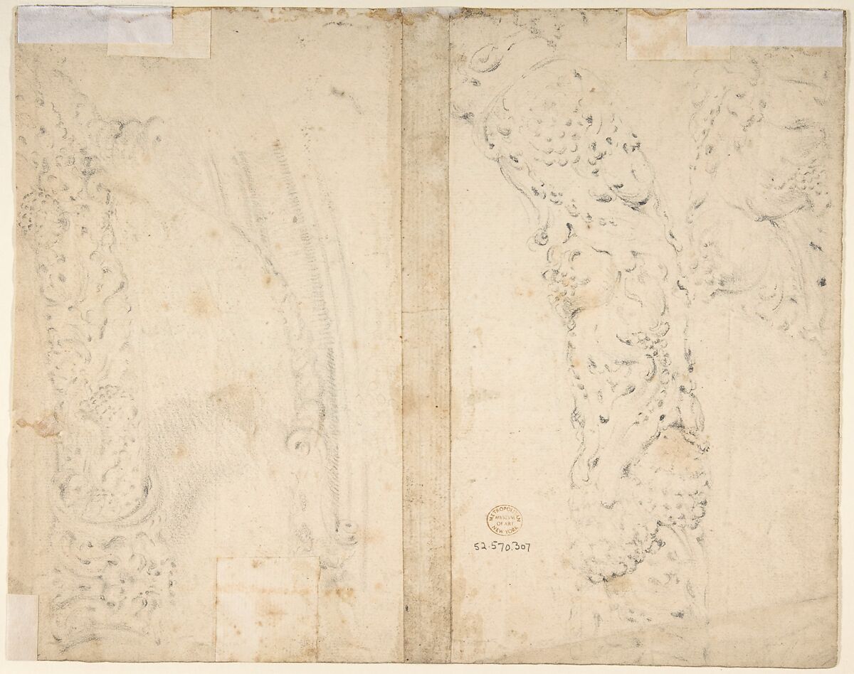 Design for the Decoration of a Cornice, Anonymous, Italian, 18th century, Pen and ink and gray wash