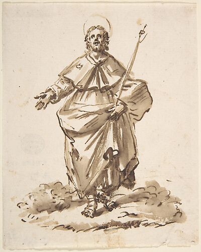 Sketch of a Standing Male Saint