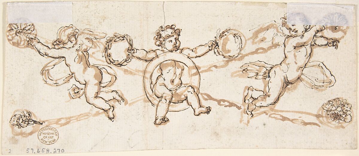 Christ (?) and an Apostle, Anonymous, Italian, 18th century, Pen and bistre with sepia washes