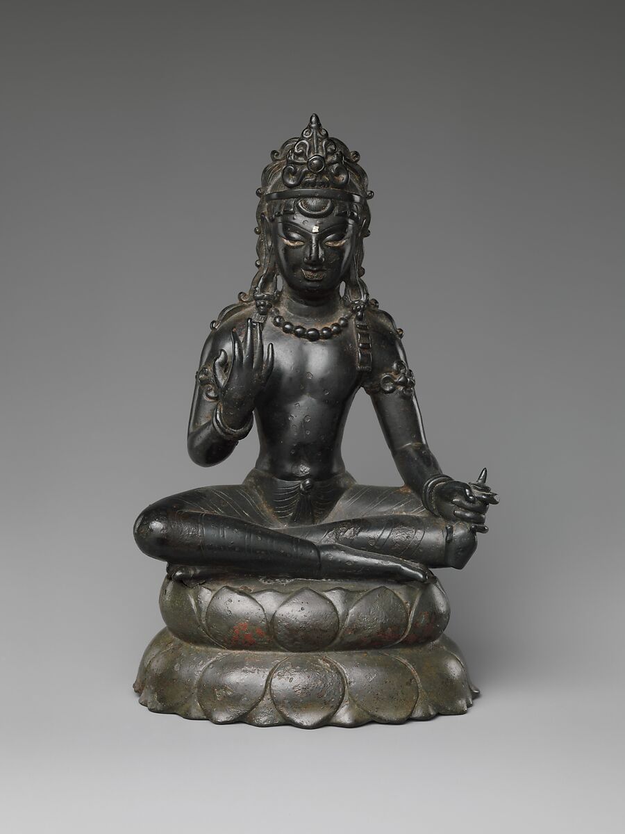 Bodhisattva Maitreya, the Buddha of the Future, Bronze inlaid with silver, India (Jammu and Kashmir)  or Pakistan (Swat Valley) 