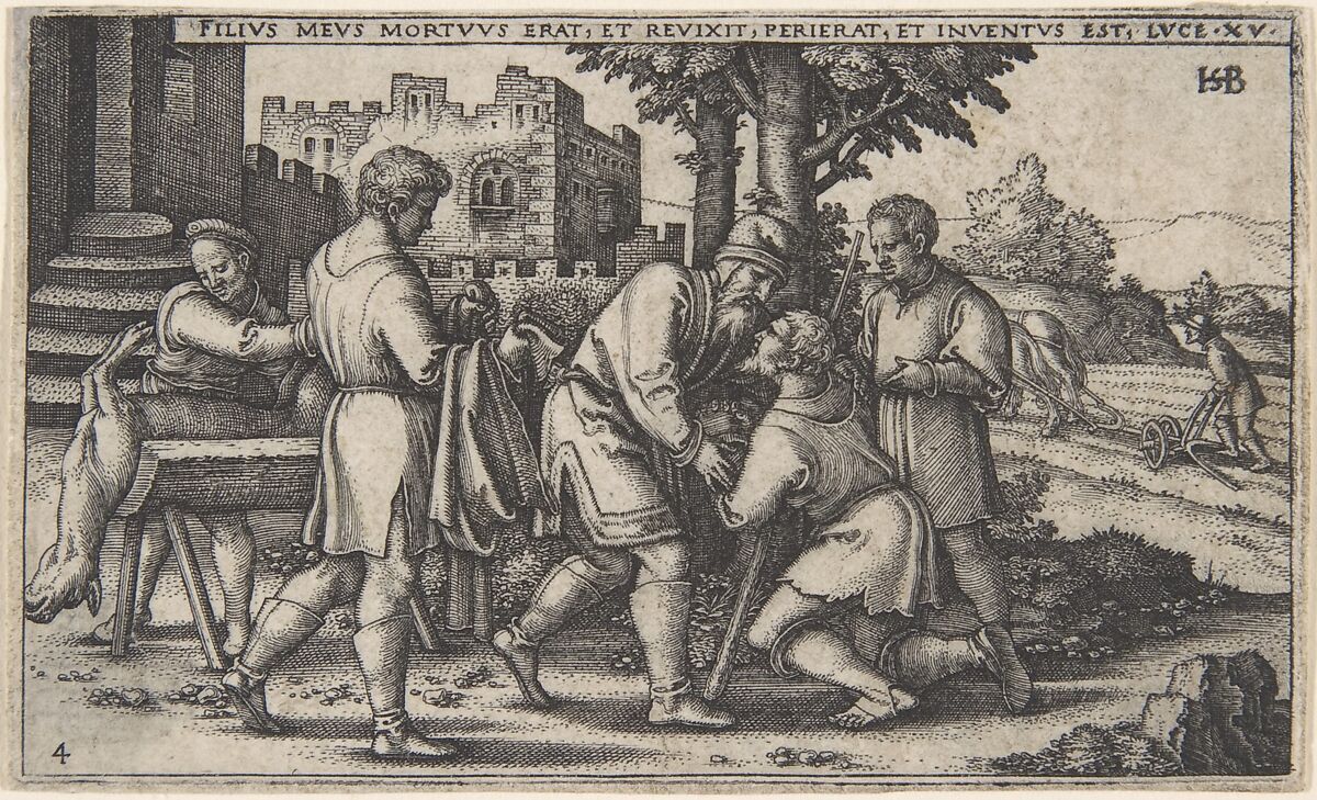 Return of the Prodigal Son, from The History of the Prodigal Son, Sebald Beham (German, Nuremberg 1500–1550 Frankfurt), Engraving; second of four states 