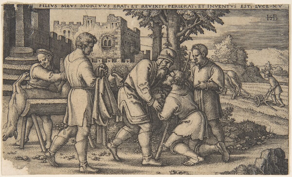 Return of the Prodigal Son, from The History of the Prodigal Son, Sebald Beham (German, Nuremberg 1500–1550 Frankfurt), Engraving; fourth of four states 