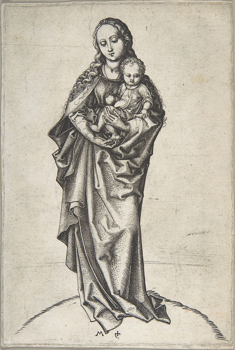 Virgin and Child with an Apple, Martin Schongauer (German, Colmar ca. 1435/50–1491 Breisach), Engraving 