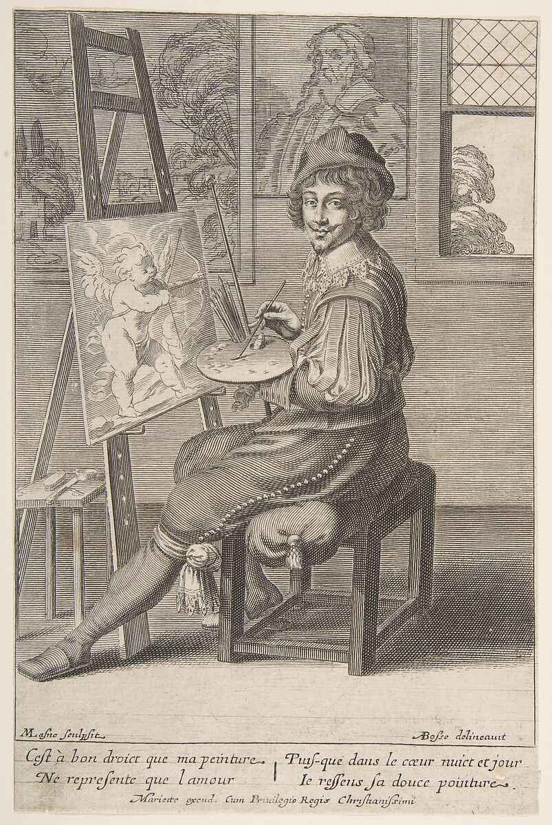 Painter at an Easel, Michel Lasne (French, Caen 1590–1667 Paris), Engraving and etching 