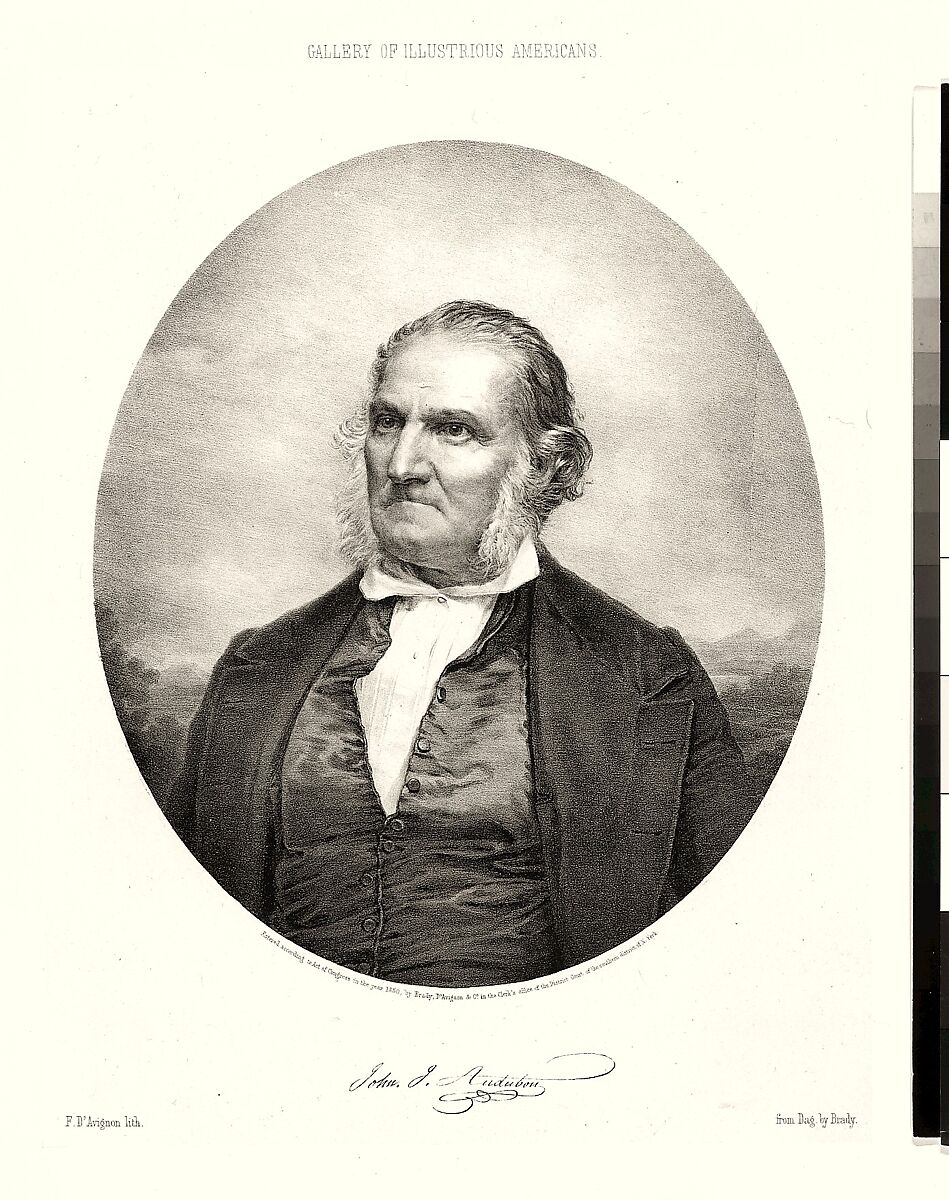 John James Audubon (The Gallery of Illustrious Americans), Francis d&#39; Avignon (French, 1813–1861, active America 1840–60), Lithograph after a daguerreotype 