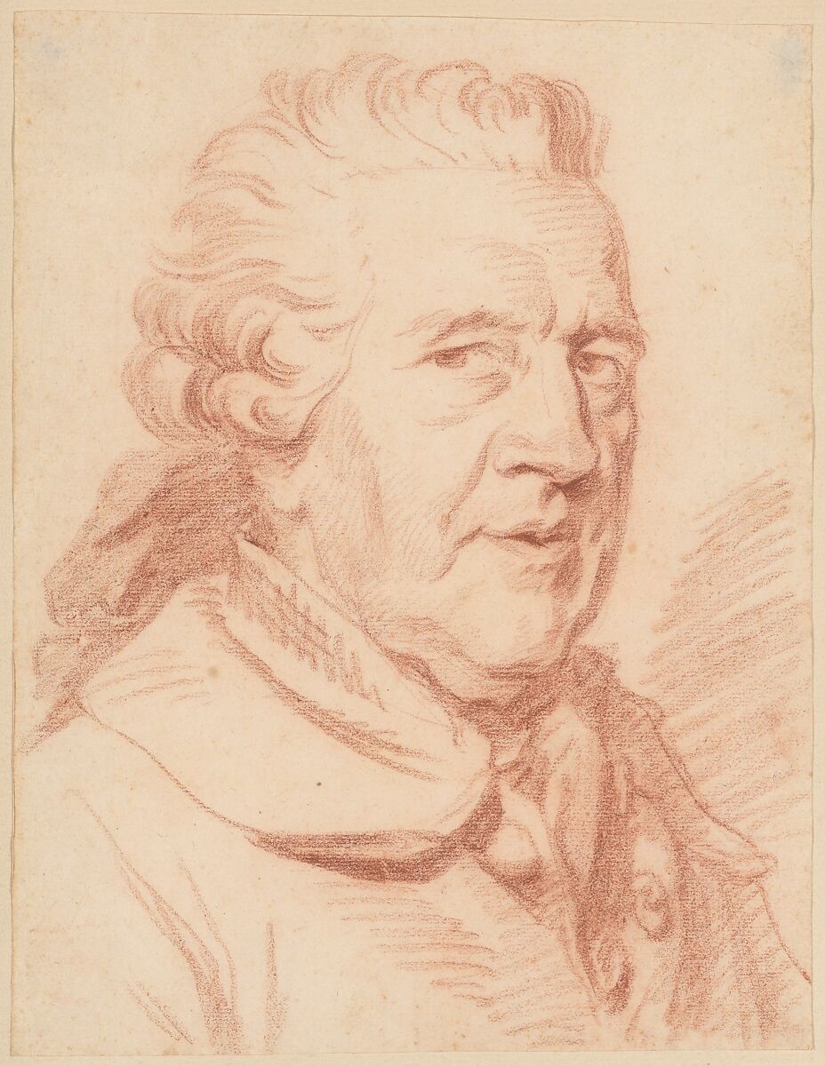 Portrait of a Man, Anonymous, French, 18th century, Red chalk 