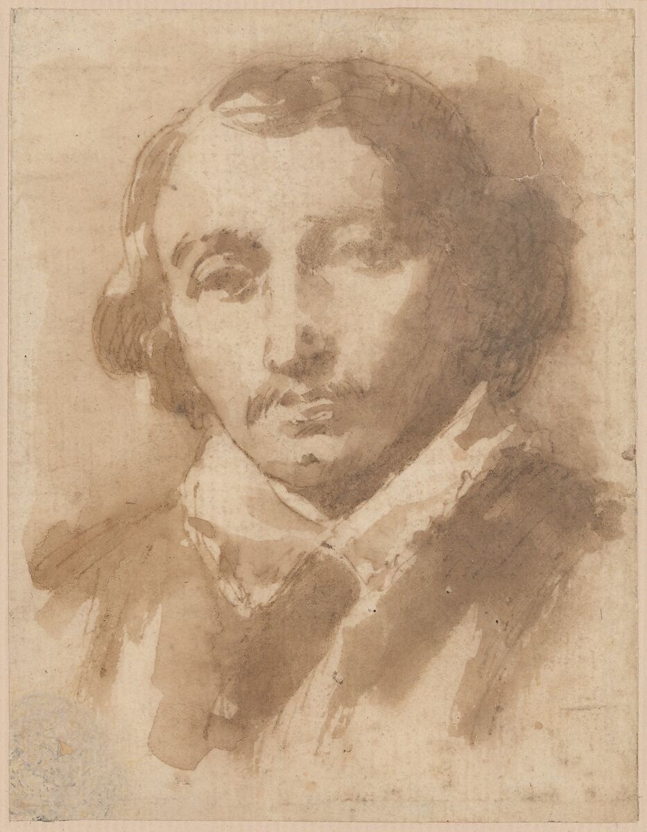 Portrait of a man, Anonymous, Italian, 19th century, Pen and brown ink with brown wash 