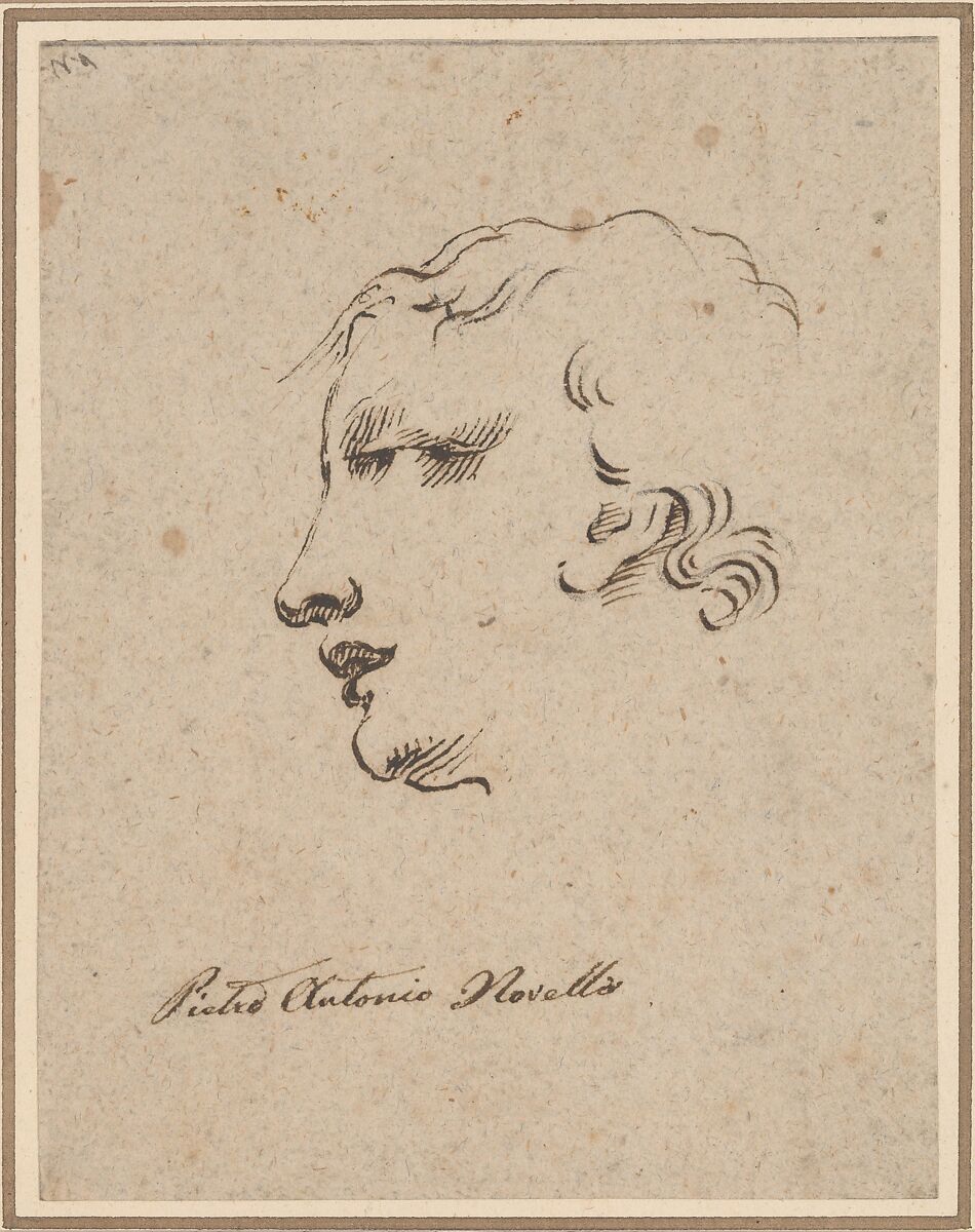 Head of a Man, In the manner of Pietro Antonio Novelli (Italian, Venice 1729–1804 Venice), Pen and black ink 