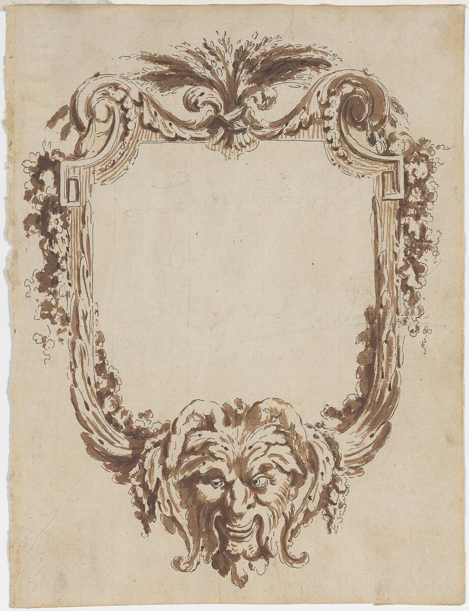 Design for a frame, Jean Charles Delafosse (French, Paris 1734–1789 Paris), Pen and ink with brown wash 