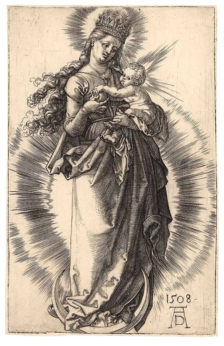 Virgin on a Crescent with a Starry Crown, Albrecht Dürer (German, Nuremberg 1471–1528 Nuremberg), Engraving