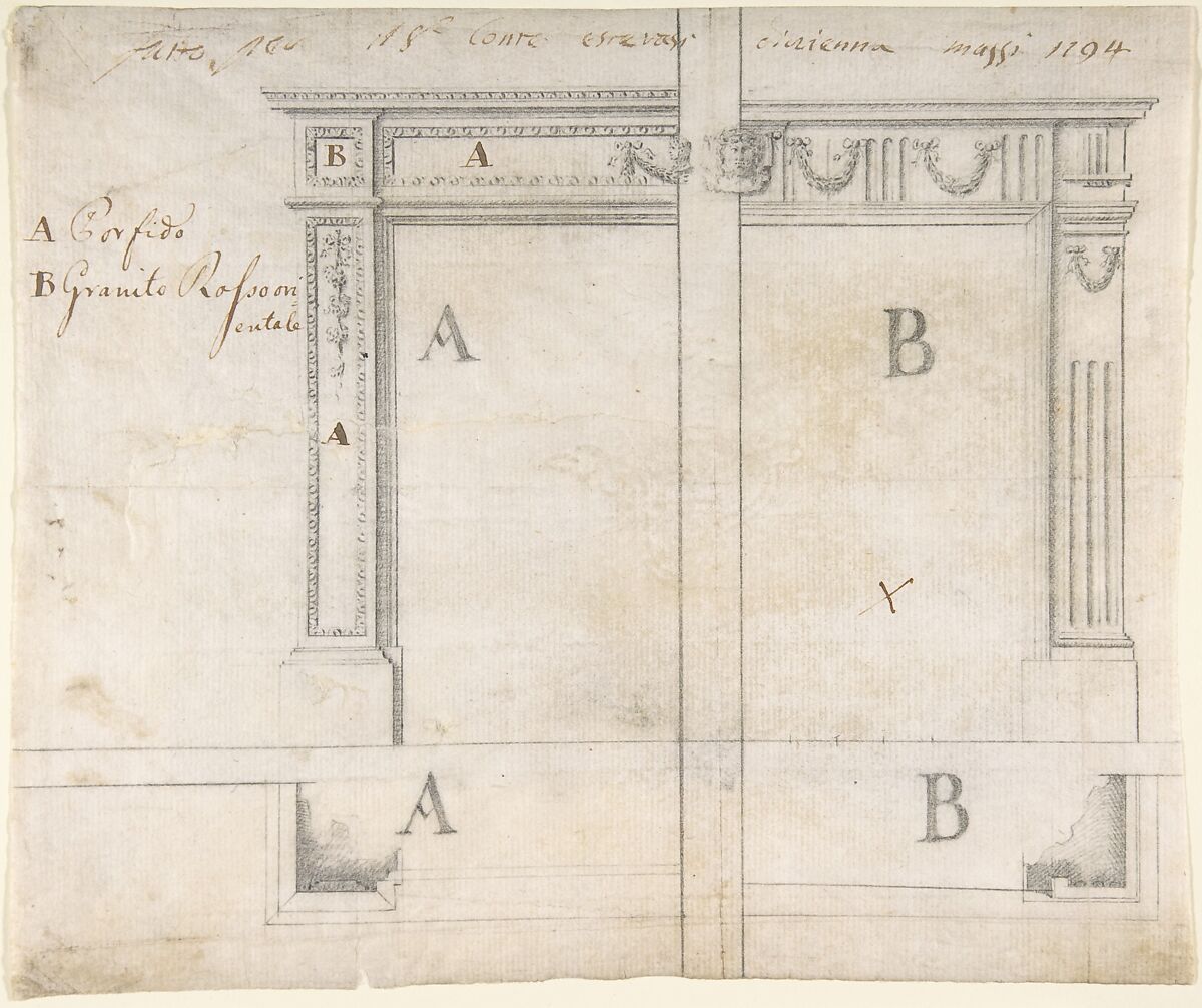 Alternate Designs for a Chimneypiece, Anonymous, Italian, 18th century, Graphite 