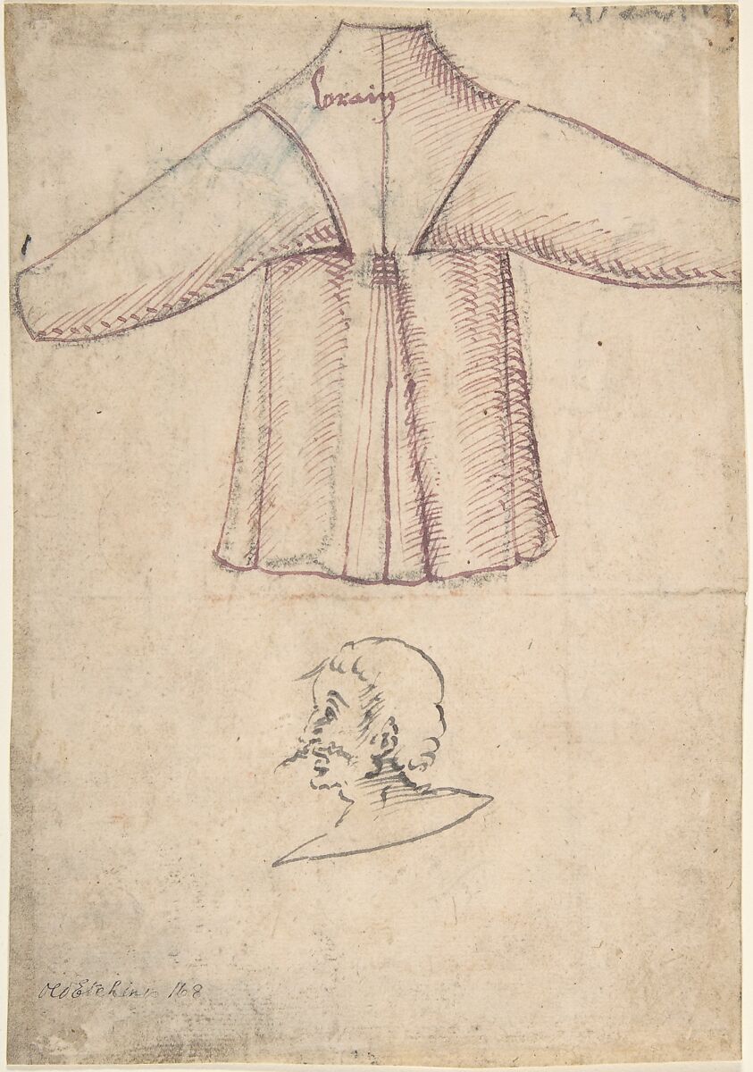 A costume and a sketch of a man in profile, Anonymous, German, 16th century (?) 