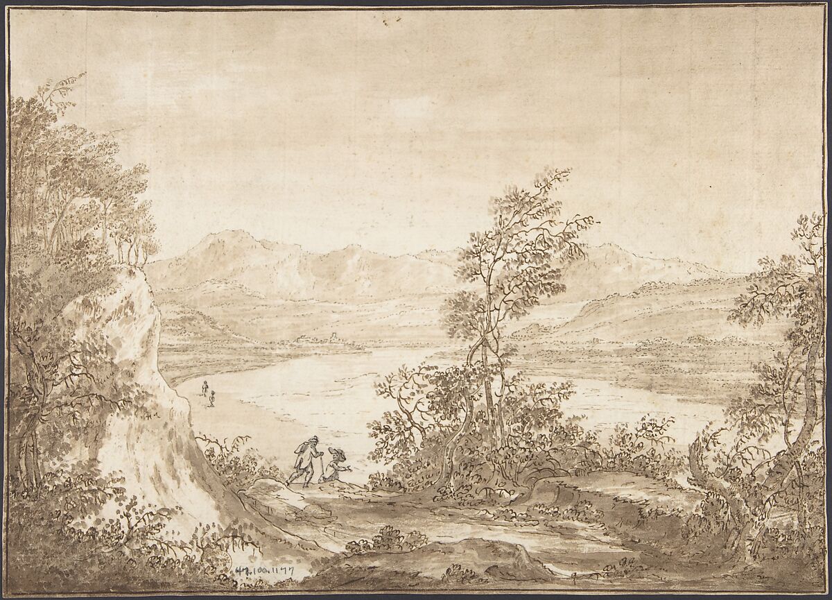 Plan and elevation of a rococo arch, Anonymous, German (?), 18th century, Pen and brown ink, brush and gray wash