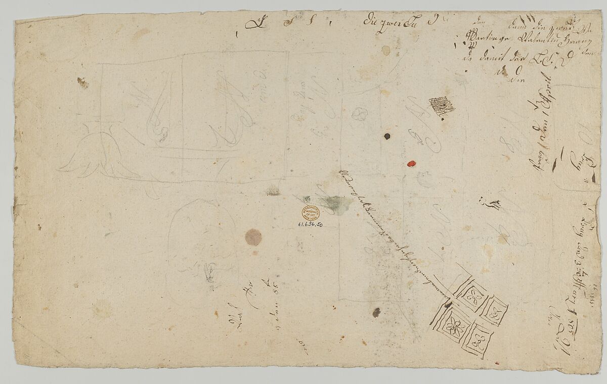 Designs for Gothic tracery, Anonymous, Pen and black ink