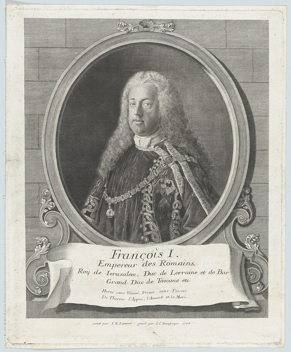 Portrait of François I, Johann Christoph Reinsperger (German, Nuremberg 1711–1777 Vienna), Etching and engraving; second state of three 