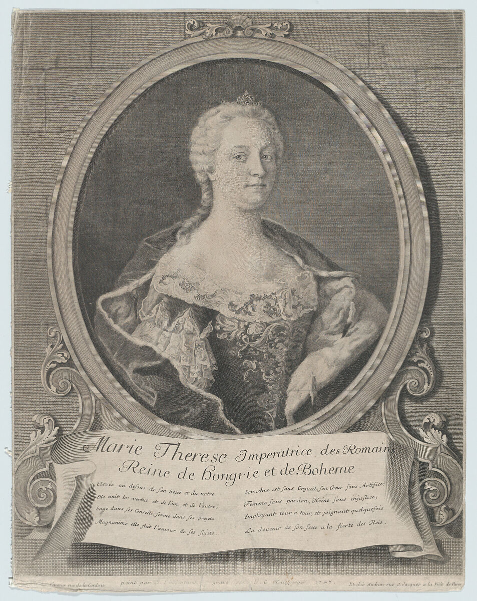 Portrait of Marie-Thérèse, Johann Christoph Reinsperger (German, Nuremberg 1711–1777 Vienna), Etching and engraving; state 3 of 3 