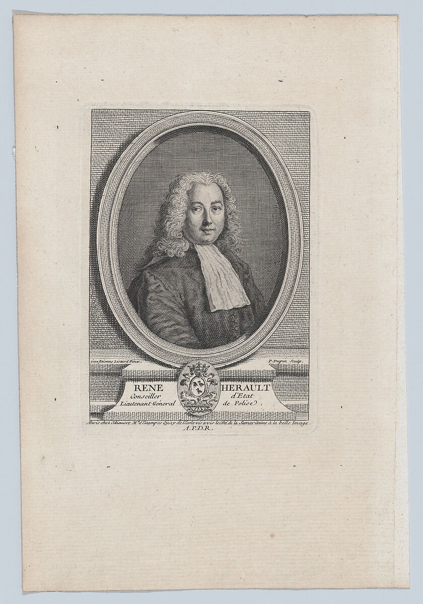 Portrait of René Herault, Pierre Dupin (French, Paris ca. 1690–1751 Paris), Etching and engraving 
