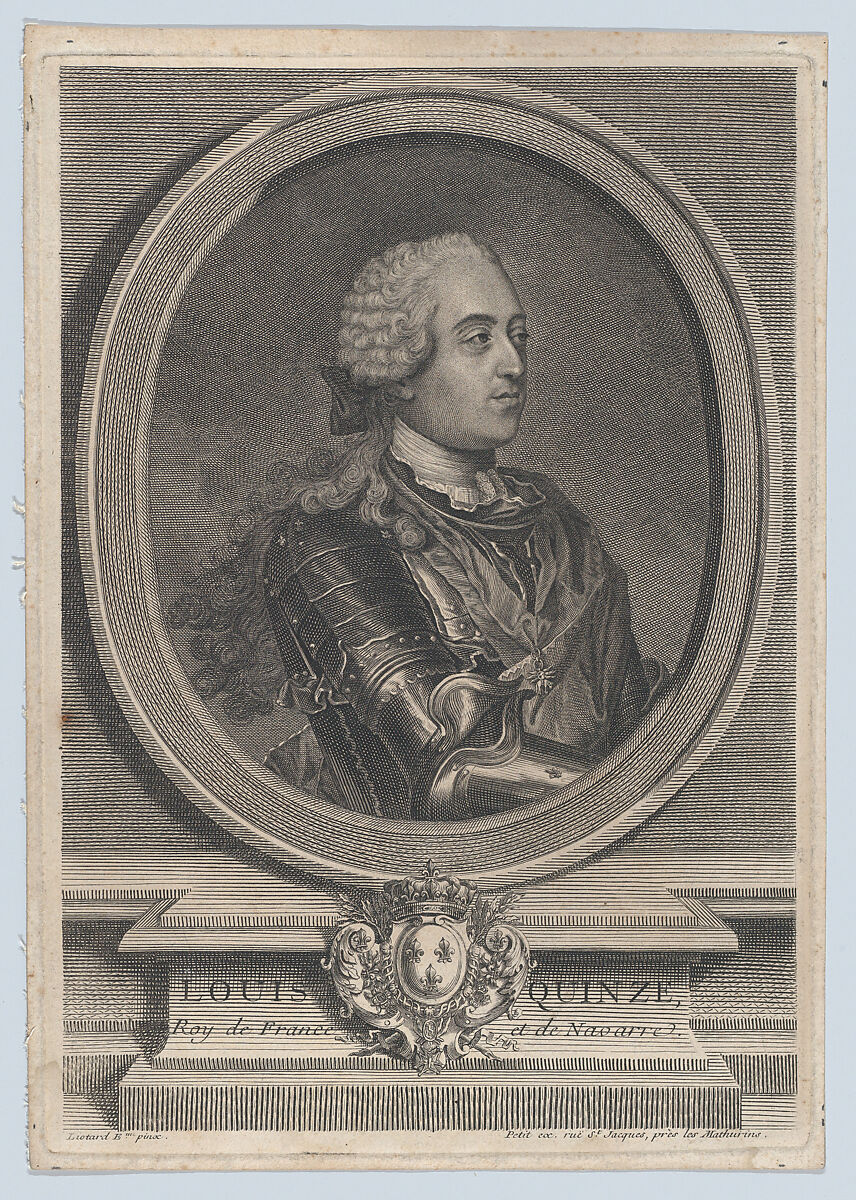 Portrait of Louis XV, Gilles Jacques Petit (active Paris, 18th century), Etching and engraving; first state of two 