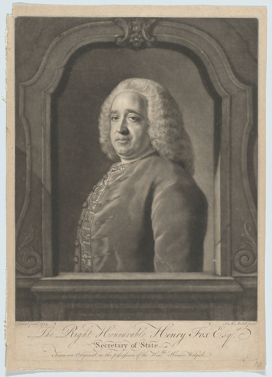 The Right Honorable Henry Fox, Esr., James McArdell (Irish, Dublin 1729–1765 London), Mezzotint 