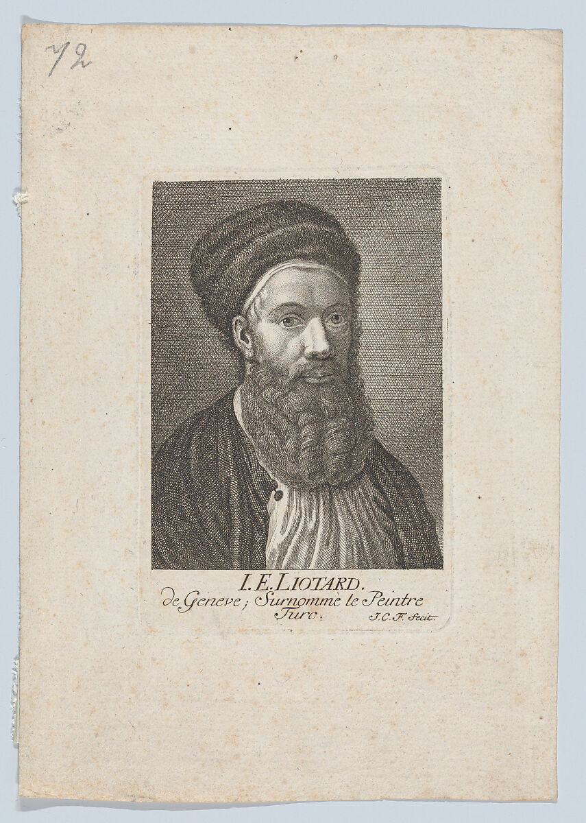 Self-portrait in a Turkish Outfit, Johann Caspar Füssli the Elder (Swiss, 1706–1782), Etching 