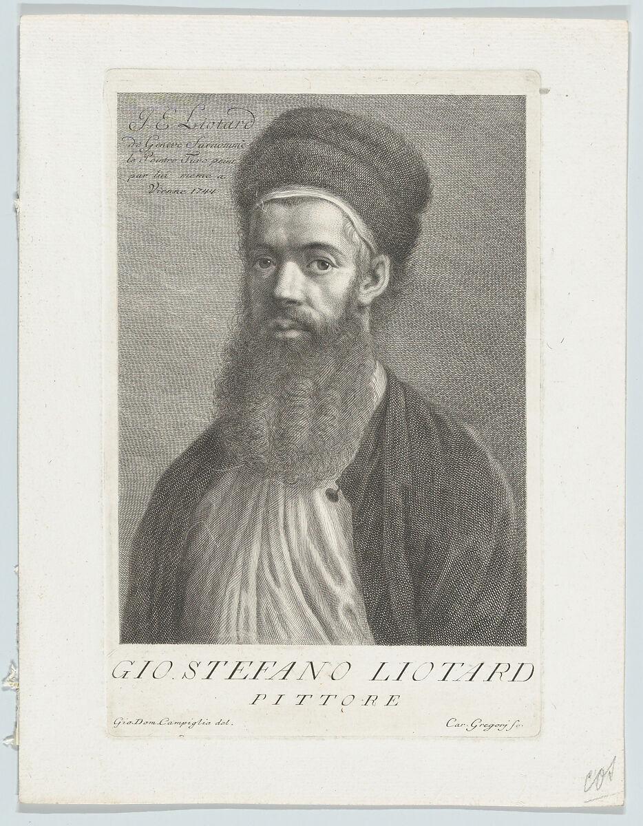 Self-portrait in a Turkish Outfit, Carlo Gregori (Italian, Florence 1719–1759 Florence), Engraving 