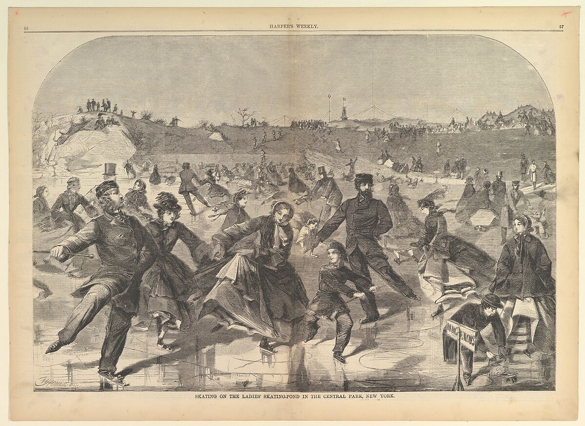 Skating on the Ladies' Skating Pond in Central Park, New York (from "Harper's Weekly," Vol. IV), After Winslow Homer (American, Boston, Massachusetts 1836–1910 Prouts Neck, Maine), Wood engraving 