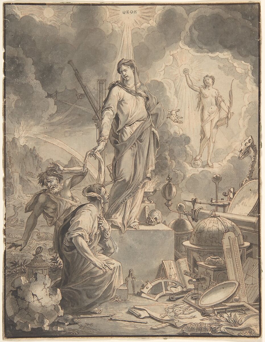 Design for the Title Page of "Acta Germanica", Jan Goeree (Dutch, Middelburg 1670–1731 Amsterdam), Pen and brown ink, brush and gray wash, over a sketch in red chalk 