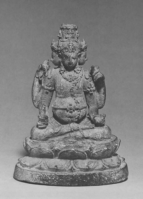 Seated Four-Headed and Four-Armed Jambhala(?), the Buddhist God of Wealth, Bronze, Indonesia (Java) 
