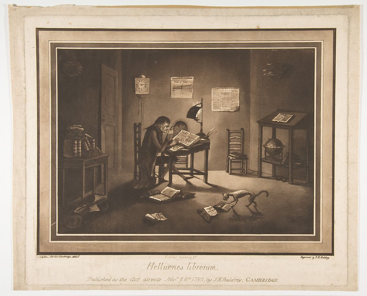 Helluones librorum (Bookworms), Joshua Kirby Baldrey (British, Ipswich? 1754–1828 Hatfield Woodside, Hertfordshire), Aquatint printed in brown ink 