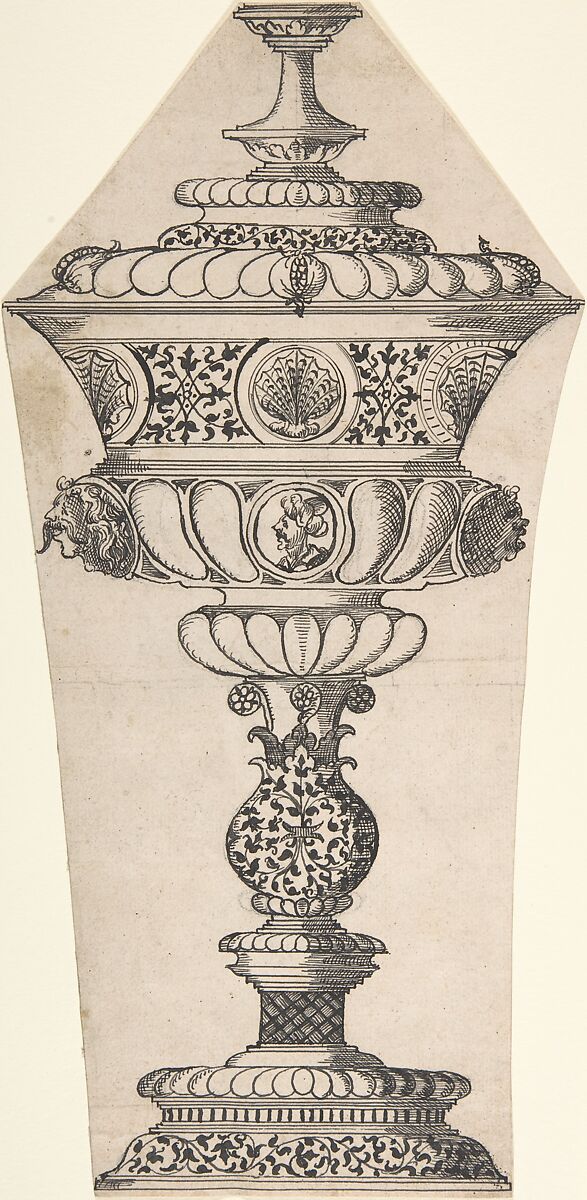 Covered Cup, Anonymous, Italian, 19th century, Pen and ink 
