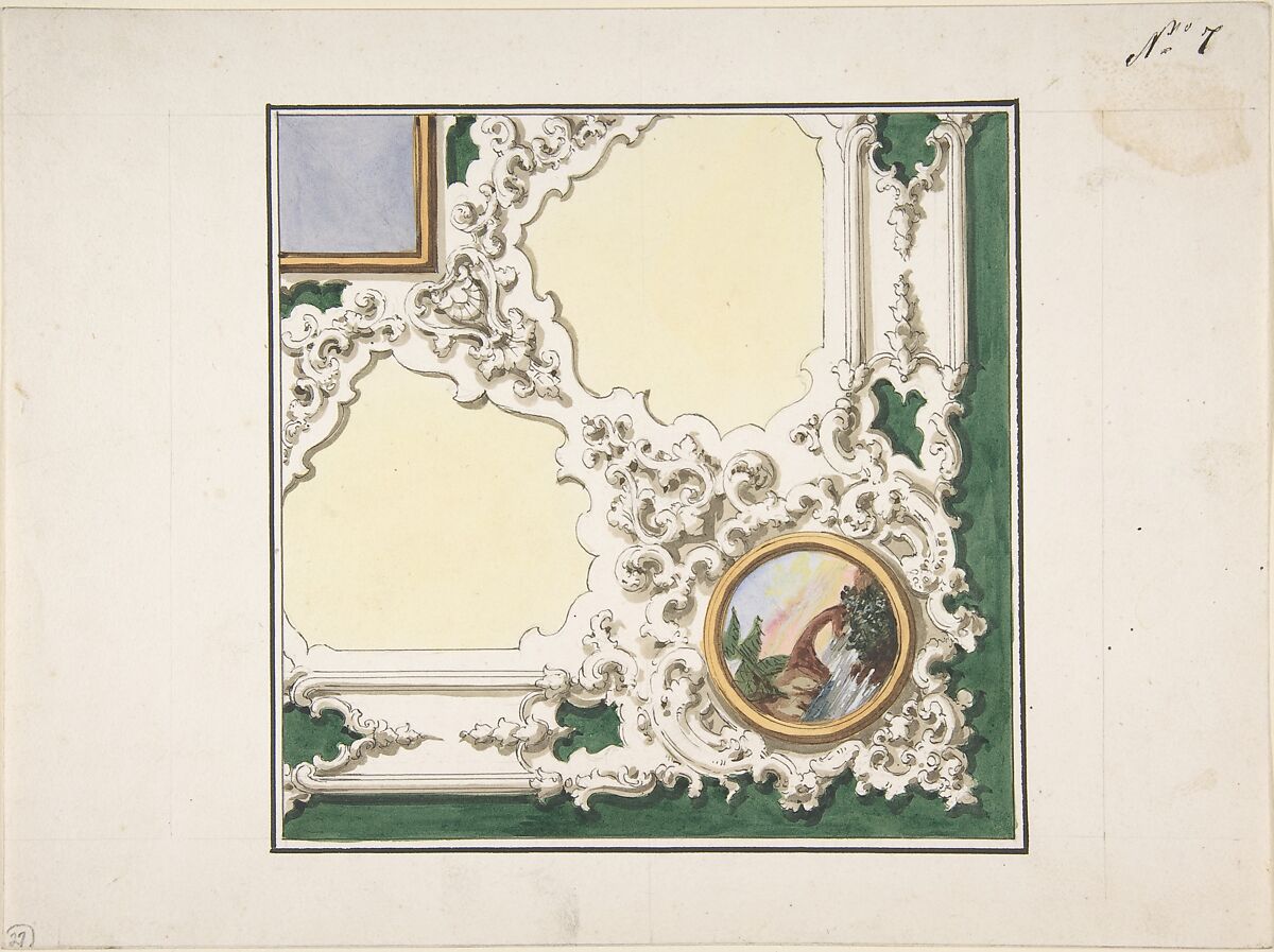 Design for Ceiling Decoration, Anonymous, Italian, 19th century, Watercolor 