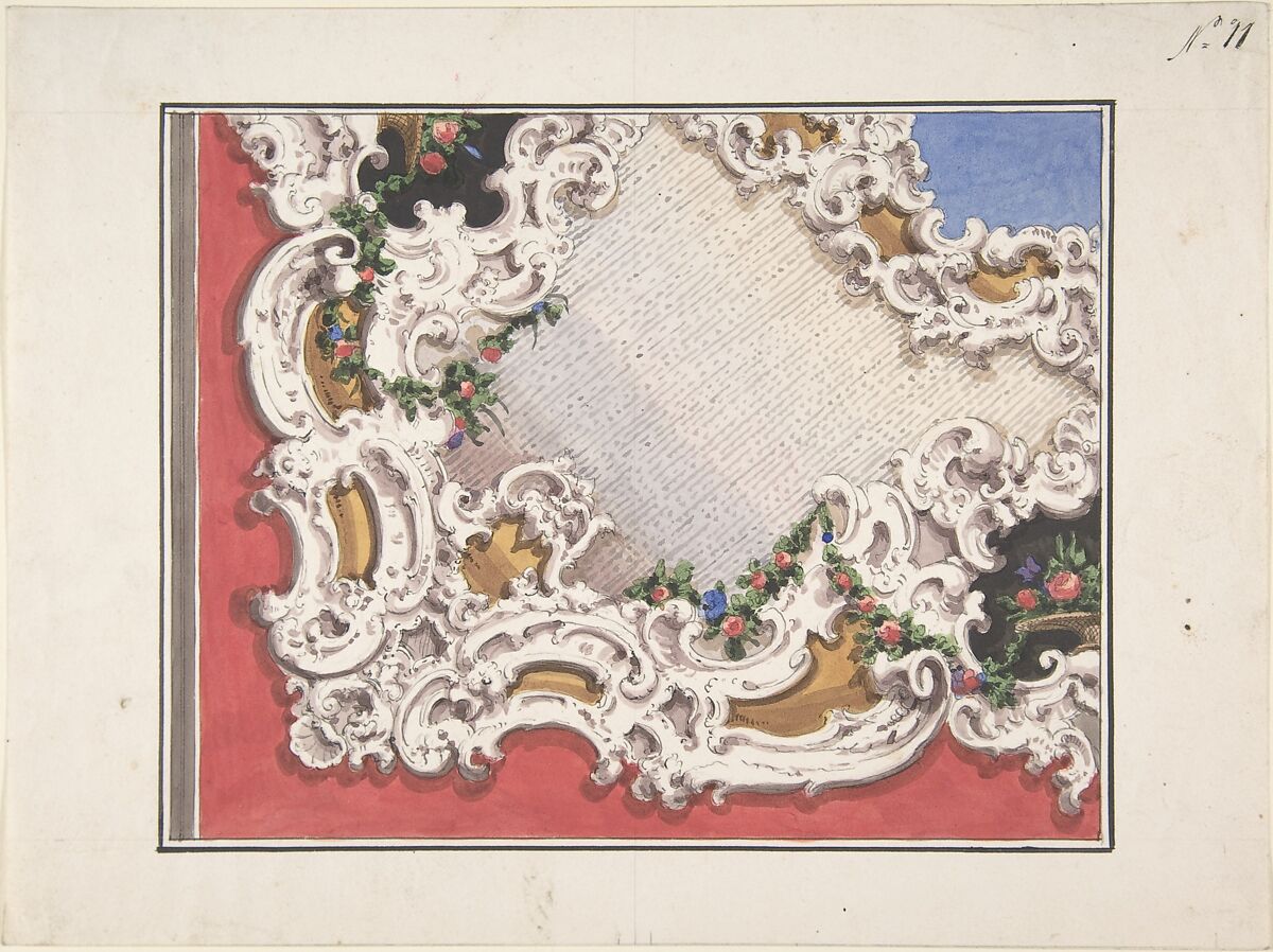 Design for a Ceiling, Anonymous, Italian, 19th century, Watercolor 