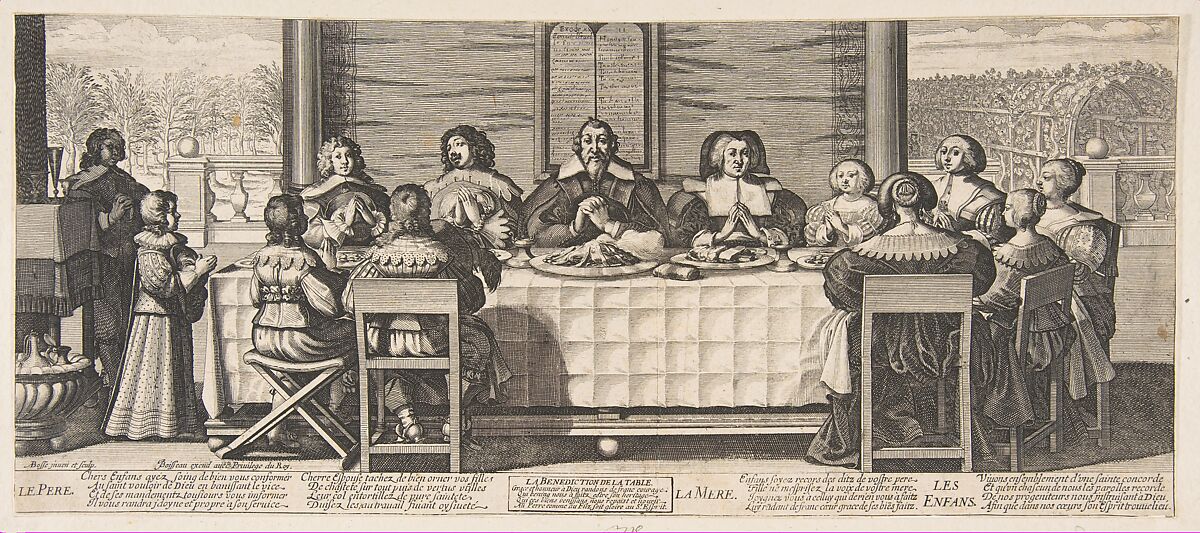 The Benediction at Table, Abraham Bosse (French, Tours 1602/04–1676 Paris), Etching 