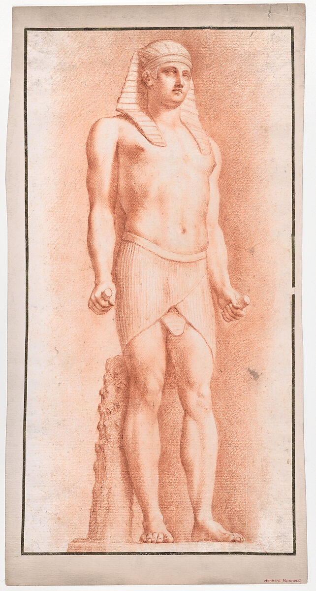 Study after the Vatican Statue of Antinous as Osiris, Attributed to Anonymous, Italian, 18th century, Red chalk 