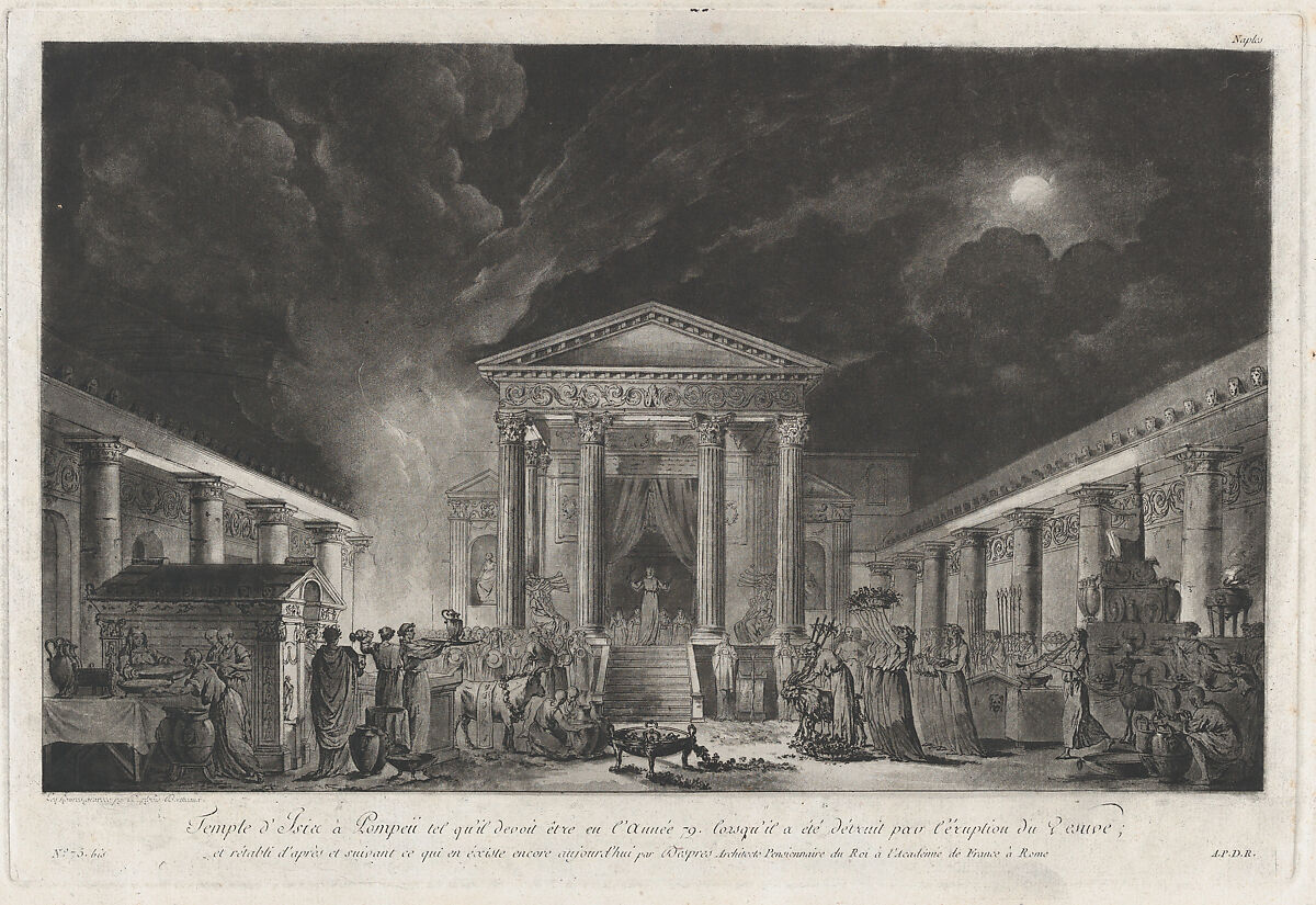 Temple of Isis at Pompeii (illustration to "Voyage pittoresque de Naples et de Sicile"), Edouard Gautier-Dagoty (French, 1745–1783), Aquatint over etching 