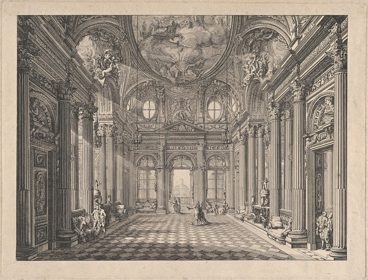 Interior of the Palazzo Spinola, Genoa, Louis Jean Desprez (French, Auxerre 1743–1804 Stockholm), Etching 