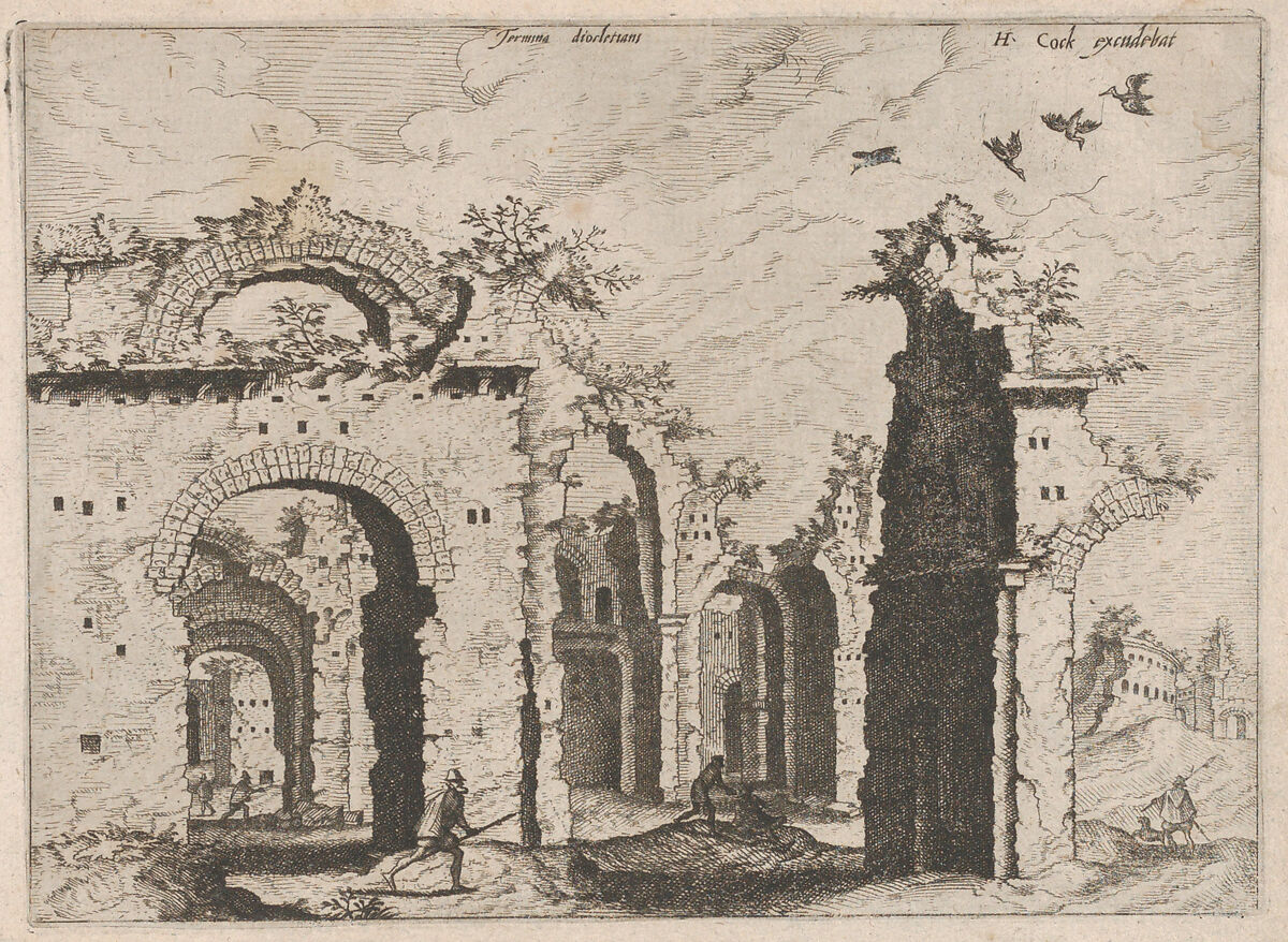 The Baths of Diocletian, from "Roman Ruins and Buildings", Johannes van Doetecum I (Netherlandish, 1528/32–1605), Etching 
